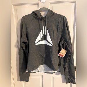 Reebok cropped French terry hooded sweatshirt L NWT